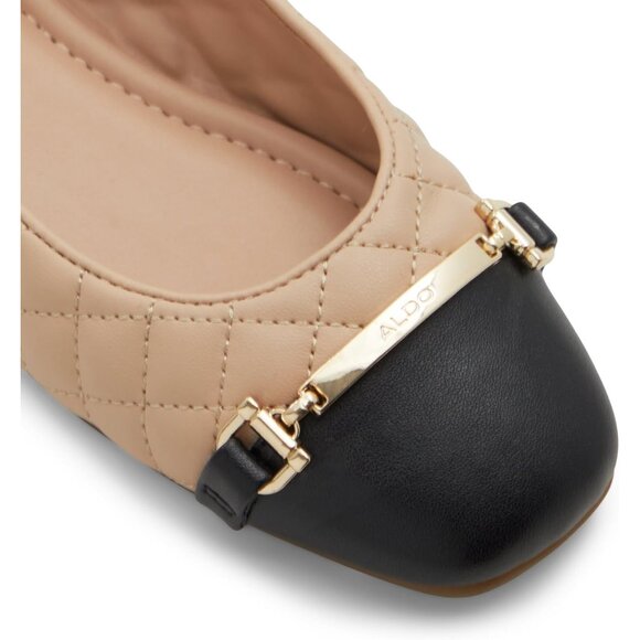 Aldo Womens Synthetic Closed Square Toe Low Wedge Heel Beige Leanne Ballet Flat - Picture 5 of 8